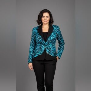 🔹Lucy Collection UK Blazer Teal/Black Animal Print 54